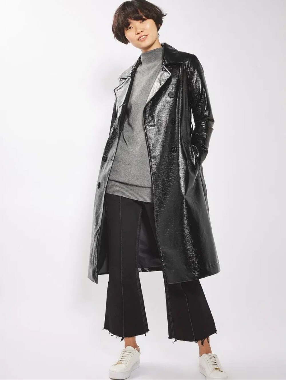 Topshop Faux Leather Trench - Picture 3 of 10